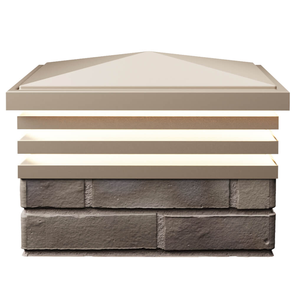 Колпак Zking Бона ХайТек Бежевый на столб 1.5х1.5 кирпича (385х385мм) с подсветкой в Ялте фото
