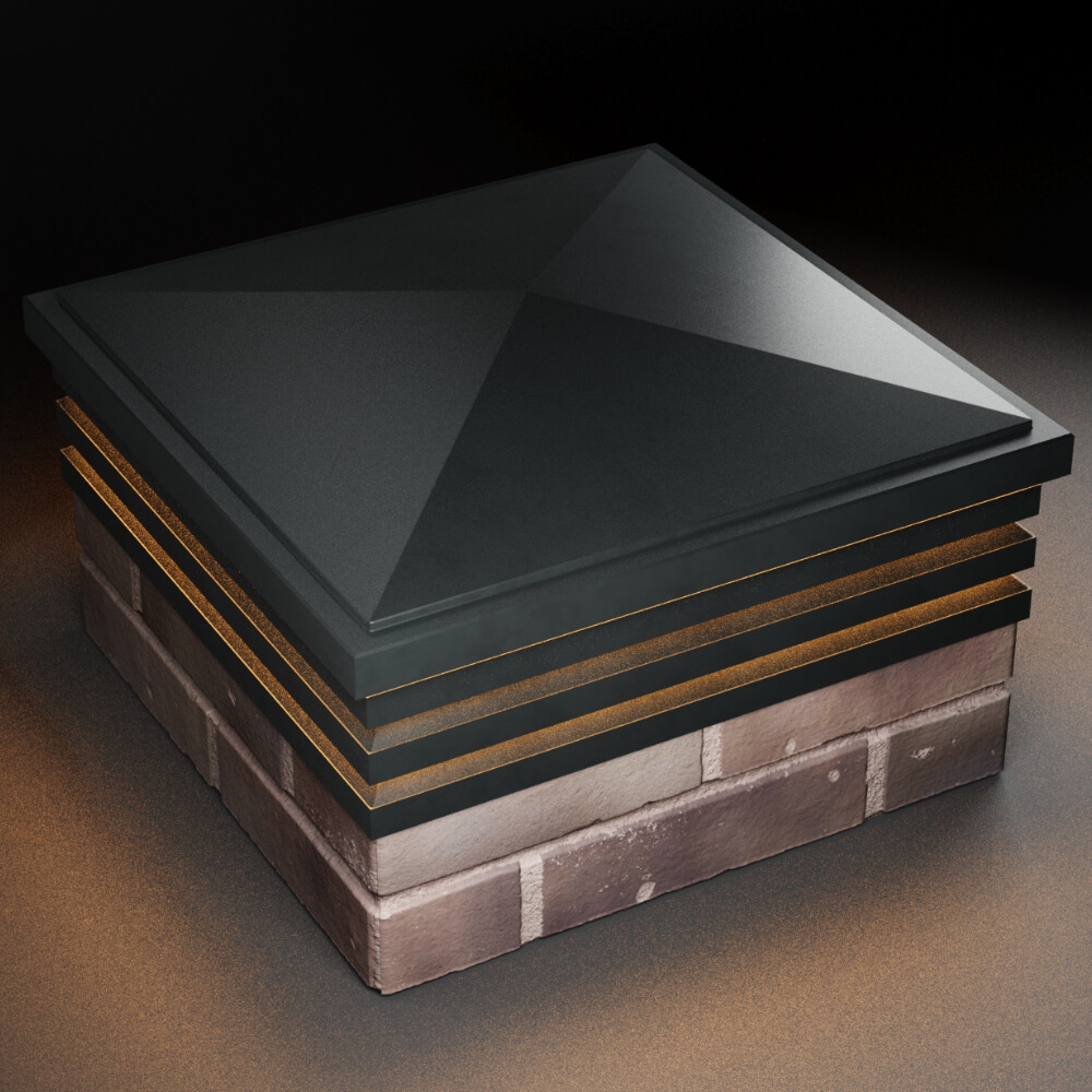 Колпак Zking Бона ХайТек Черный на столб 2х2 кирпича (513х513мм) с подсветкой в Ялте фото