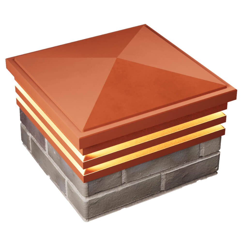 Колпак Zking Бона ХайТек Красный на столб 1.5х1.5 кирпича (385х385мм) с подсветкой в Ялте фото