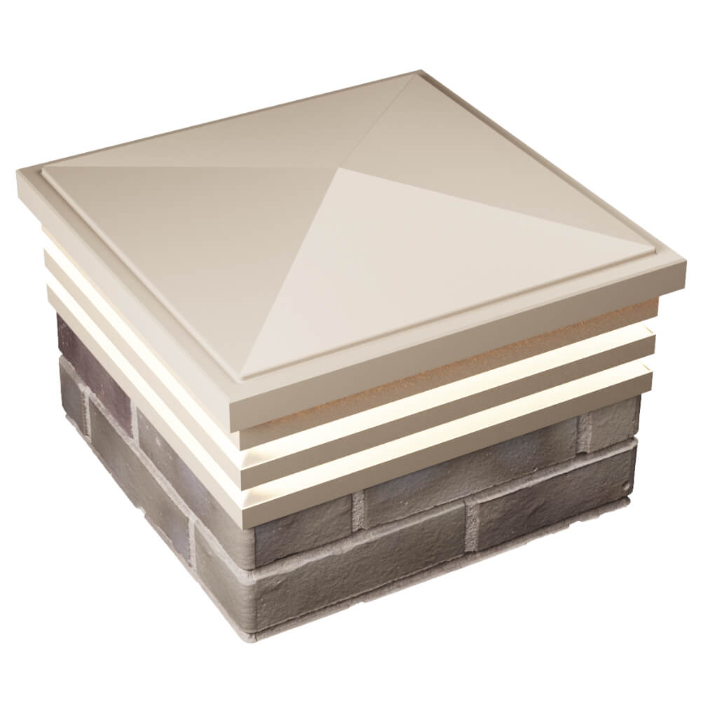 Колпак Zking Бона ХайТек Бежевый на столб 1.5х1.5 кирпича (385х385мм) с подсветкой в Ялте фото