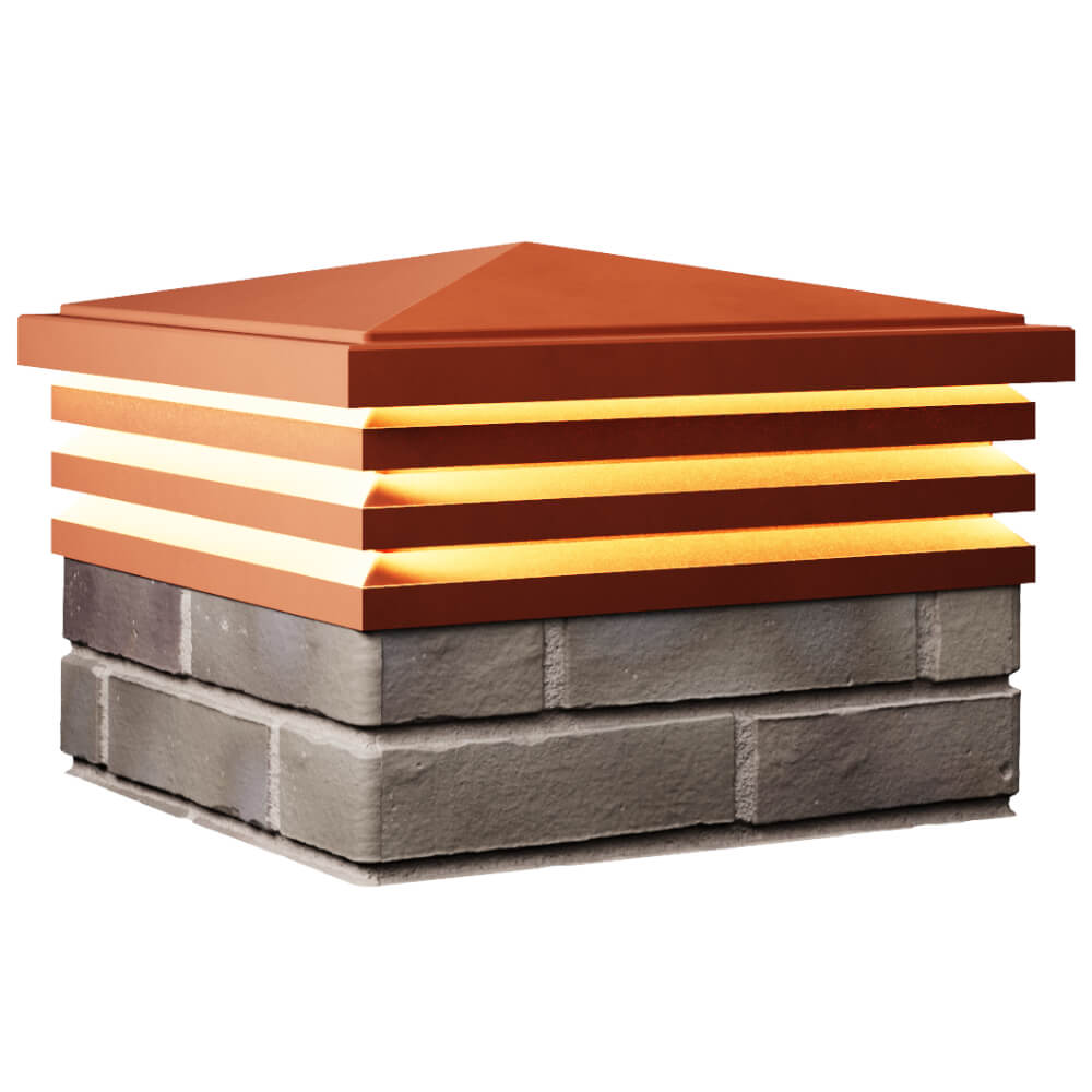 Колпак Zking Бона ХайТек Красный на столб 1.5х1.5 кирпича (385х385мм) с подсветкой в Ялте фото