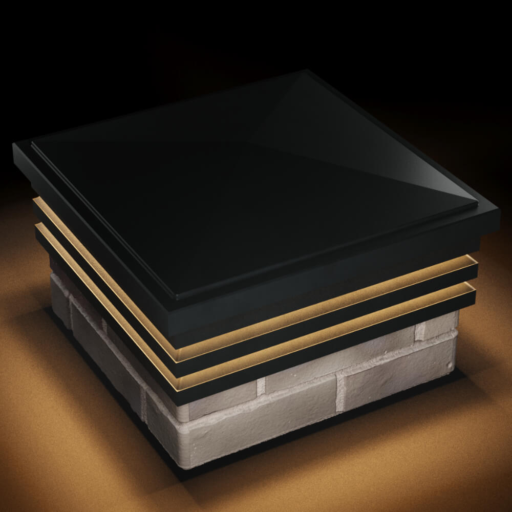 Колпак Zking Бона ХайТек Черный на столб 1.5х1.5 кирпича (385х385мм) с подсветкой в Ялте фото