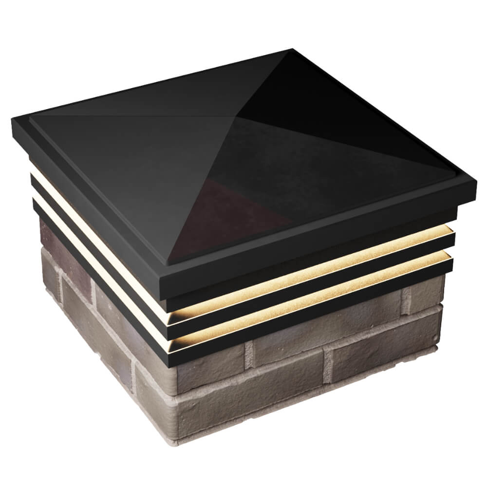 Колпак Zking Бона ХайТек Черный на столб 1.5х1.5 кирпича (385х385мм) с подсветкой в Ялте фото