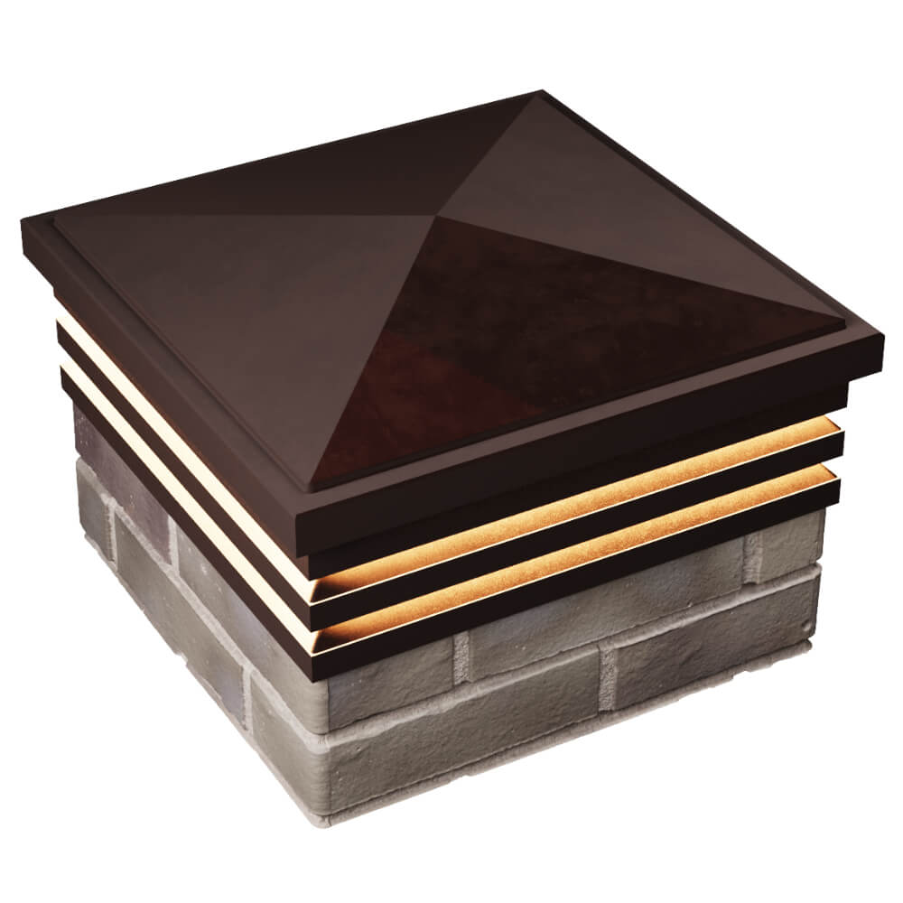 Колпак Zking Бона ХайТек Коричневый на столб 1.5х1.5 кирпича (385х385мм) с подсветкой в Ялте фото