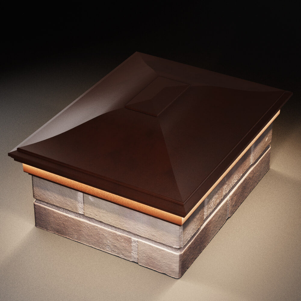 Колпак Zking Монблан Коричневый на столб 2х1.5 кирпича (515х385мм) c подсветкой в Ялте фото