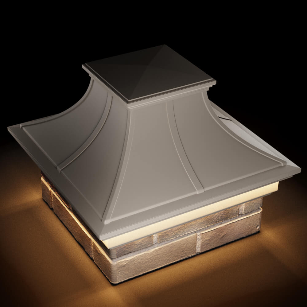 Колпак Zking Монблан Премиум Бежевый на столб 1.5х1.5 кирпича (385х385мм) с подсветкой в Ялте фото