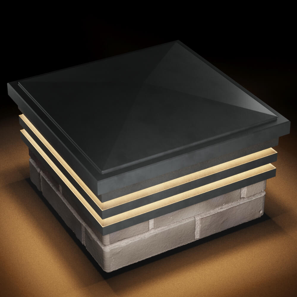 Колпак Zking Бона ХайТек Серый на столб 1.5х1.5 кирпича (385х385мм) с подсветкой в Ялте фото