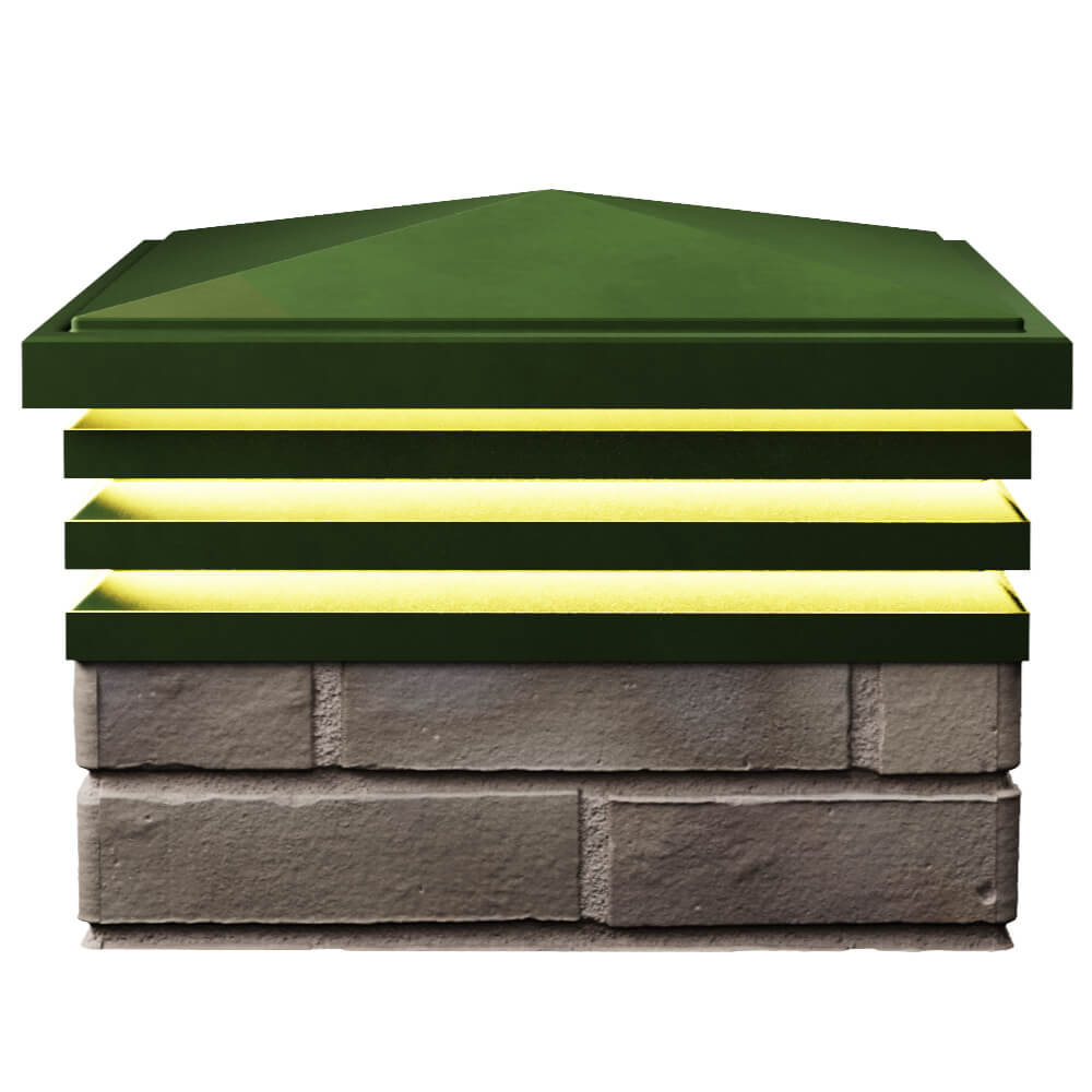 Колпак Zking Бона ХайТек Зеленый на столб 1.5х1.5 кирпича (385х385мм) с подсветкой в Ялте фото