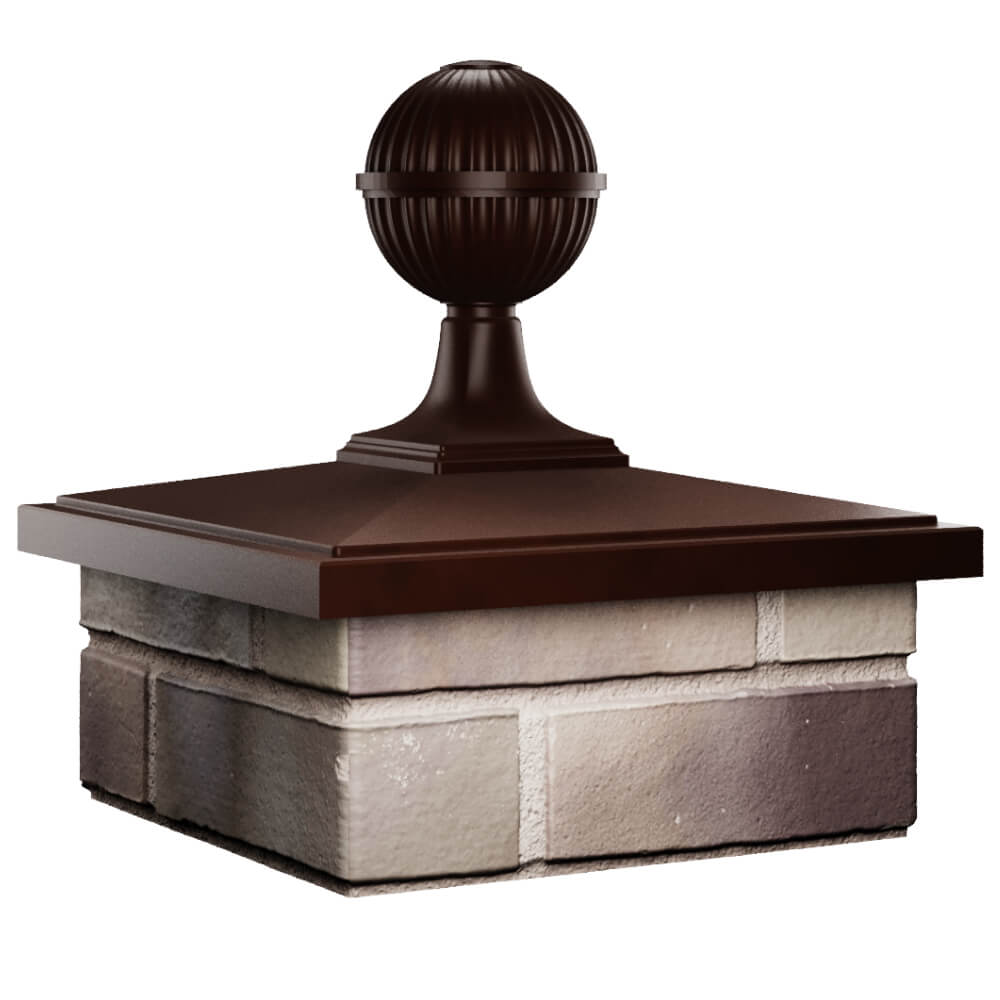 Колпак Zking БонаМоно Коричневый с шаром на столб 1.5х1.5 кирпича (385х385, 400х400мм) в сборе в Ялте фото