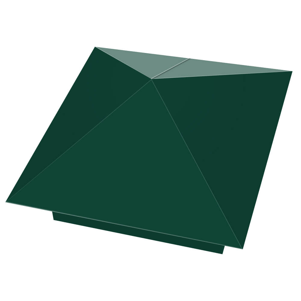 Колпак металлический 390х390мм RAL6005 Зеленый Мох заборный Ялта фото