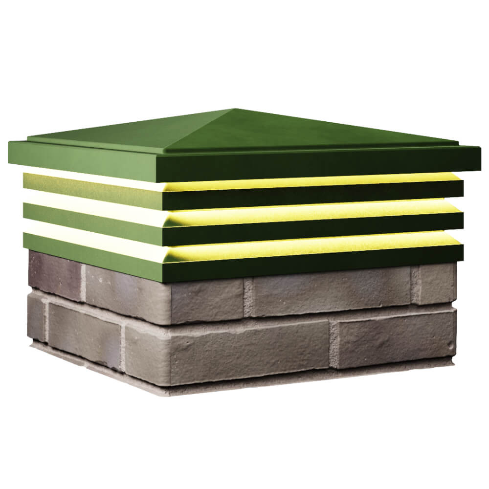 Колпак Zking Бона ХайТек Зеленый на столб 1.5х1.5 кирпича (385х385мм) с подсветкой в Ялте фото