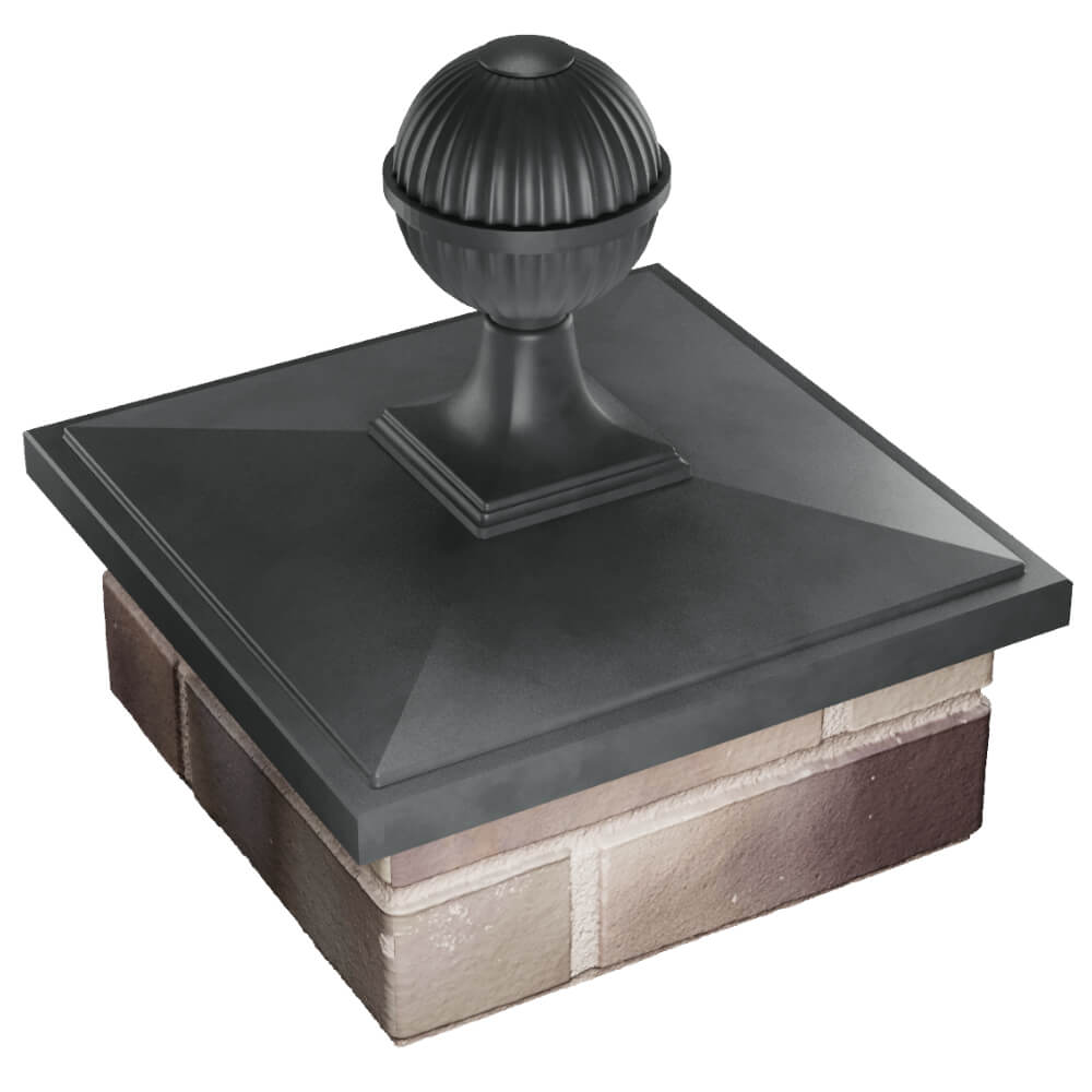 Колпак Zking БонаМоно Серый с шаром на столб 1.5х1.5 кирпича (385х385, 400х400мм) в сборе в Ялте фото