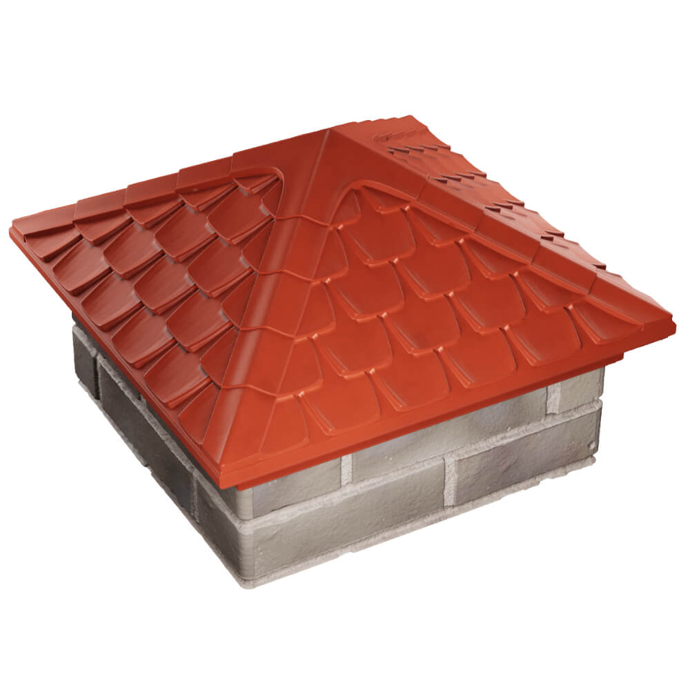 Колпак Zking Эльбрус Красный на столб 1.5х1.5 кирпича (385х385мм) в Ялте фото