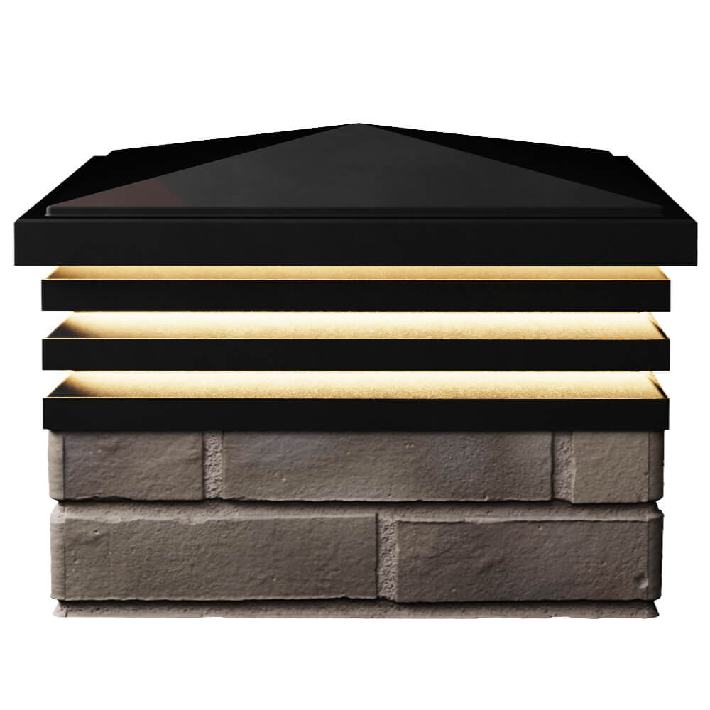 Колпак Zking Бона ХайТек Черный на столб 1.5х1.5 кирпича (385х385мм) с подсветкой в Ялте фото