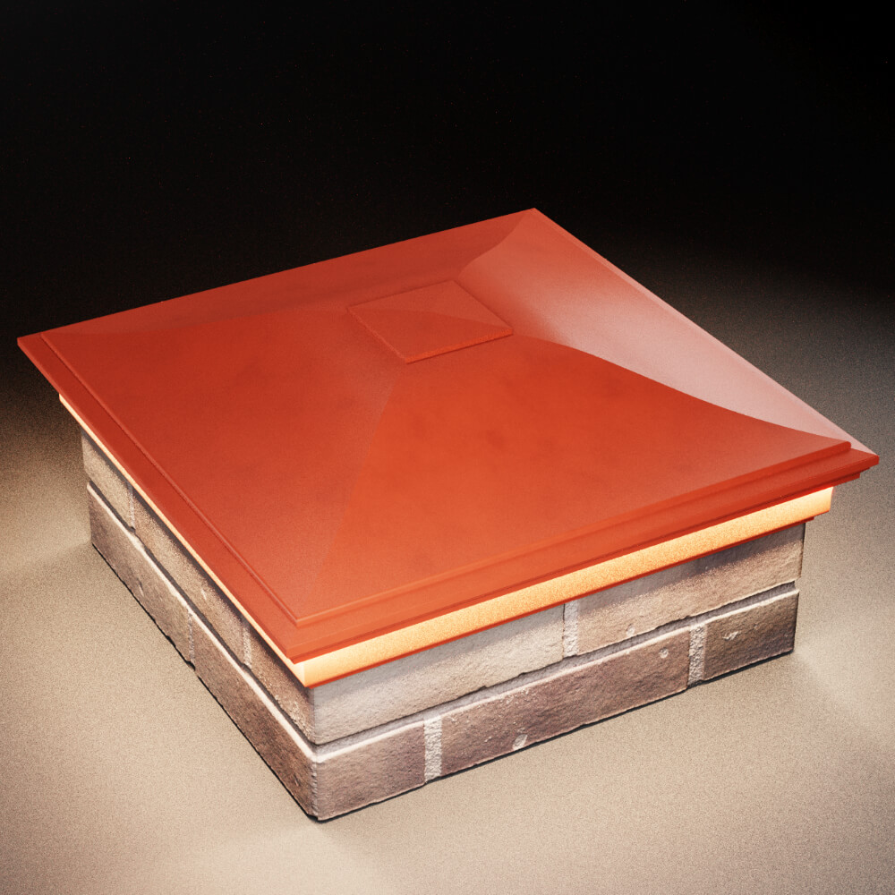 Колпак Zking Монблан Красный на столб 2х2 кирпича (515х515мм) c подсветкой в Ялте фото