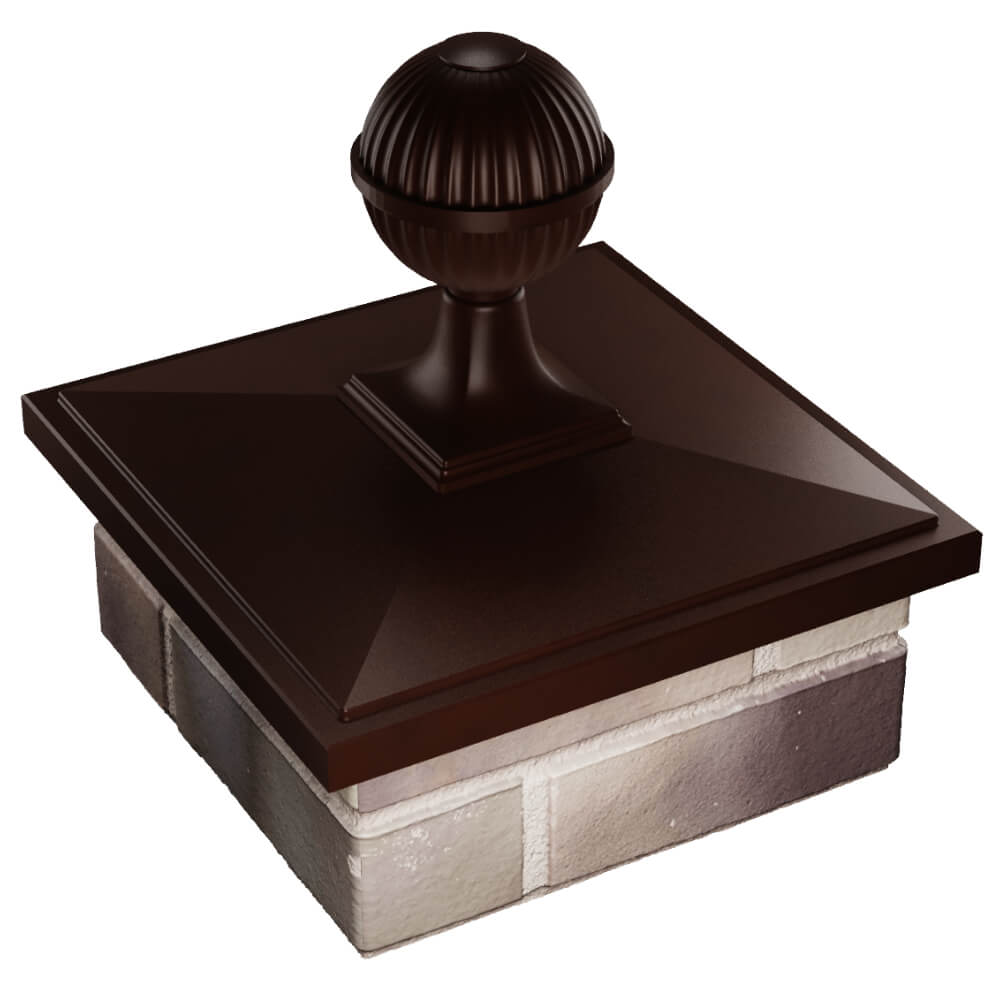 Колпак Zking БонаМоно Коричневый с шаром на столб 1.5х1.5 кирпича (385х385, 400х400мм) в сборе в Ялте фото