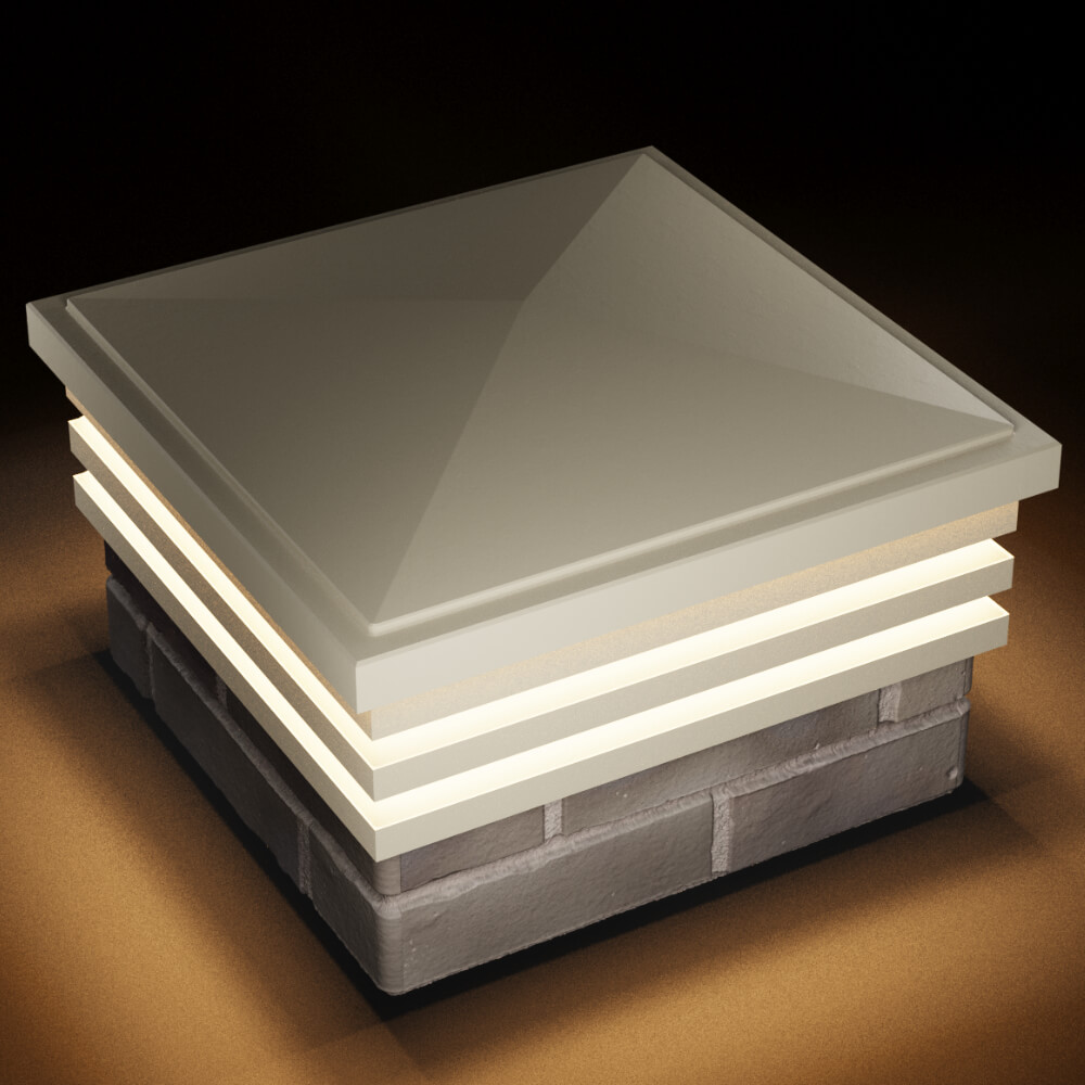 Колпак Zking Бона ХайТек Бежевый на столб 1.5х1.5 кирпича (385х385мм) с подсветкой в Ялте фото