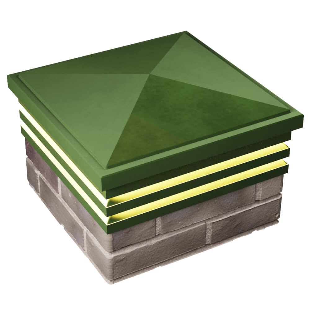 Колпак Zking Бона ХайТек Зеленый на столб 1.5х1.5 кирпича (385х385мм) с подсветкой в Ялте фото