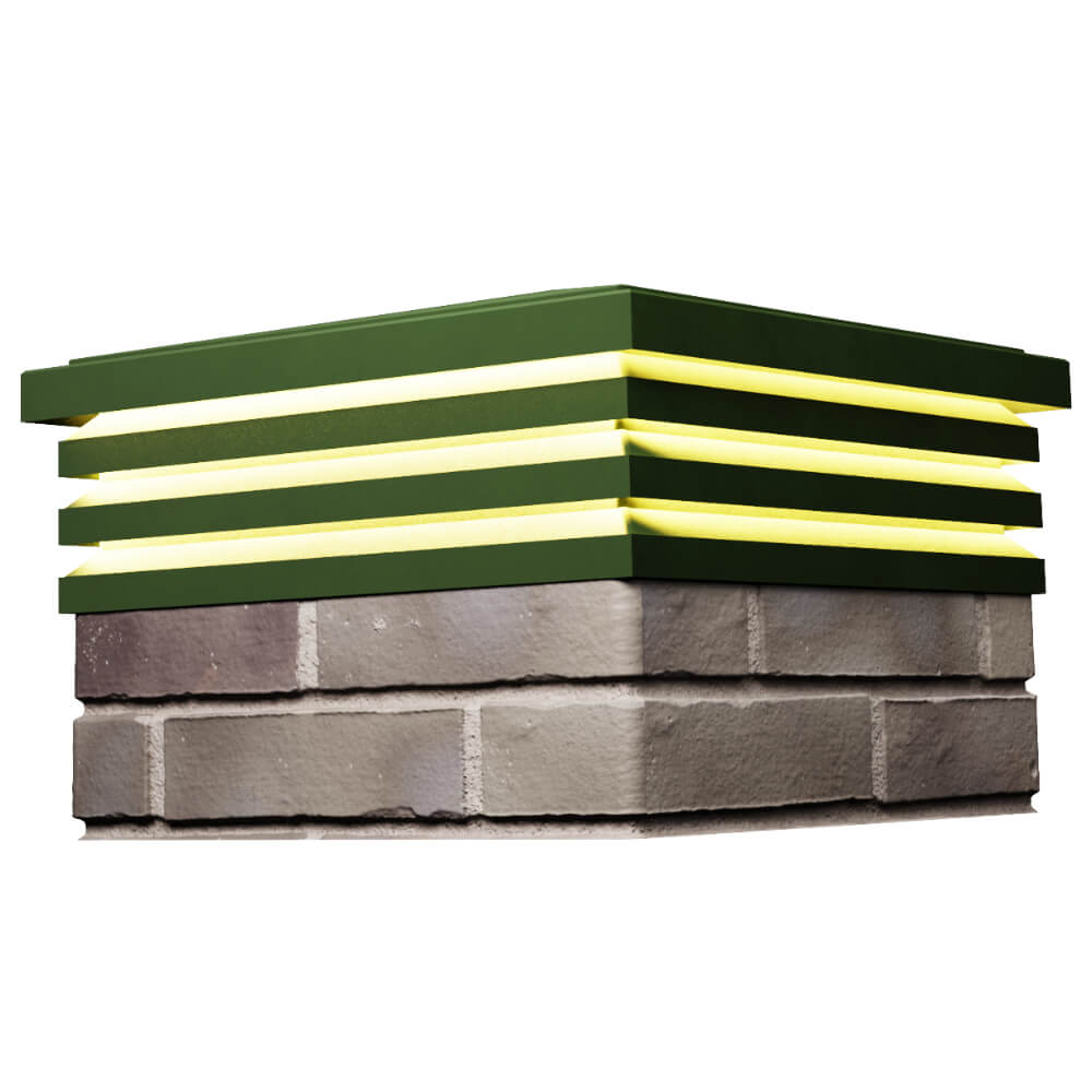 Колпак Zking Бона ХайТек Зеленый на столб 1.5х1.5 кирпича (385х385мм) с подсветкой в Ялте фото