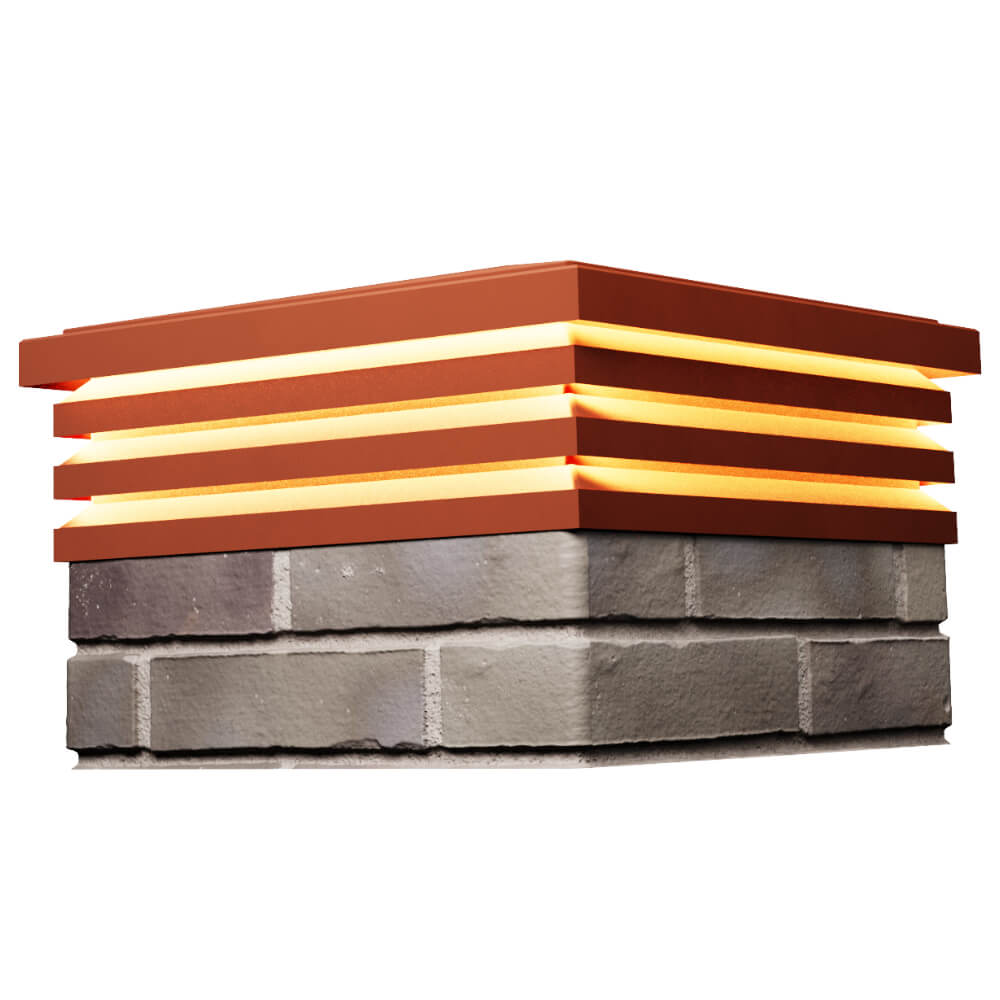 Колпак Zking Бона ХайТек Красный на столб 1.5х1.5 кирпича (385х385мм) с подсветкой в Ялте фото