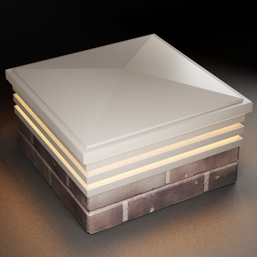 Колпак Zking Бона ХайТек Бежевый на столб 2х2 кирпича (513х513мм) с подсветкой в Ялте фото