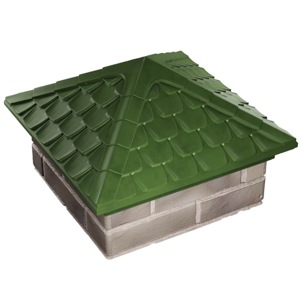 Колпак Zking Эльбрус Зеленый на столб 1.5х1.5 кирпича (385х385мм) в Ялте фото