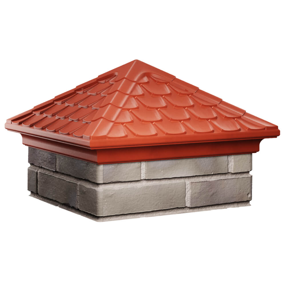 Колпак Zking Эльбрус Красный на столб 1.5х1.5 кирпича (385х385мм) в Ялте фото