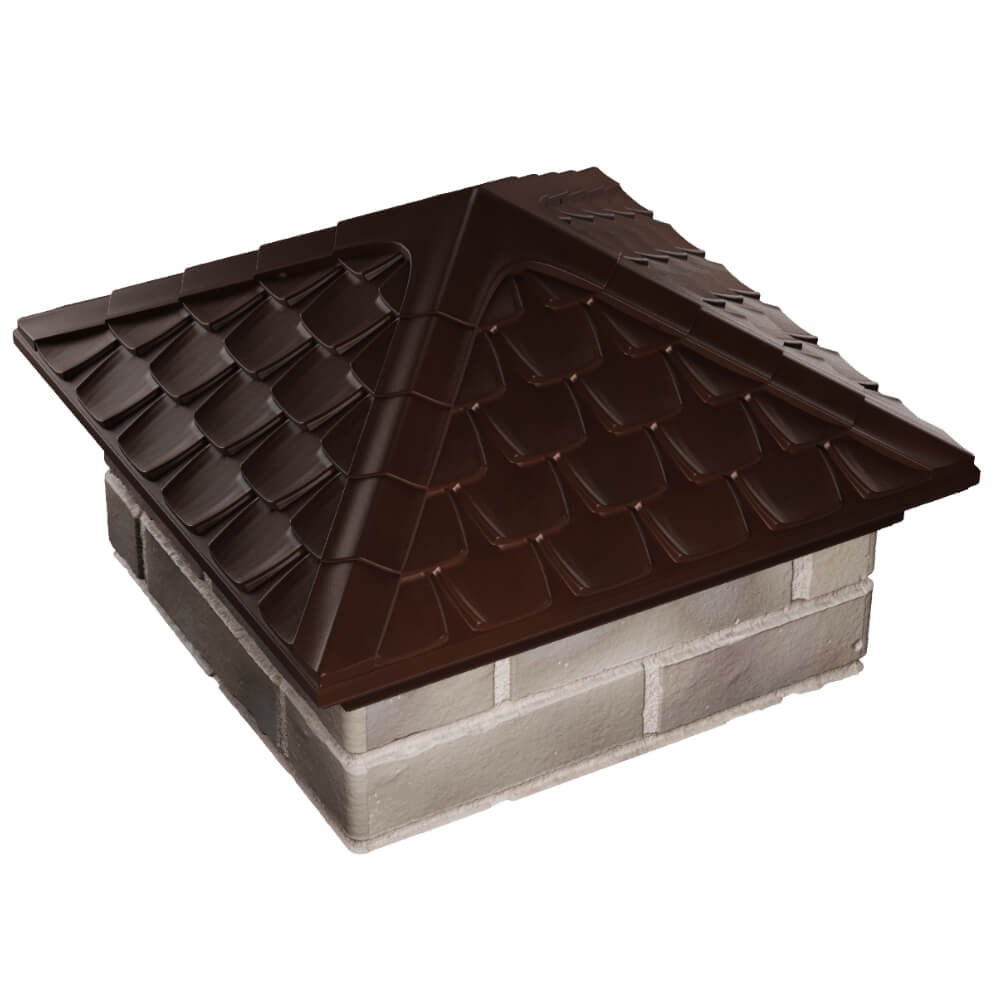 Колпак Zking Эльбрус Коричневый на столб 1.5х1.5 кирпича (385х385мм) в Ялте фото