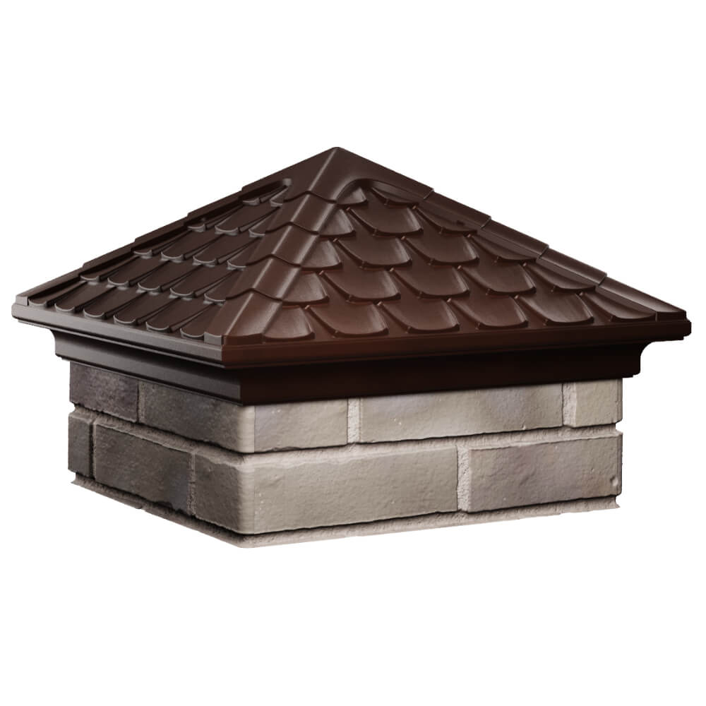 Колпак Zking Эльбрус Коричневый на столб 1.5х1.5 кирпича (385х385мм) в Ялте фото