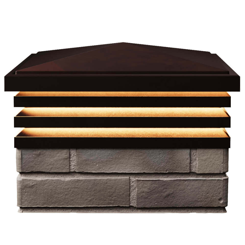 Колпак Zking Бона ХайТек Коричневый на столб 1.5х1.5 кирпича (385х385мм) с подсветкой в Ялте фото